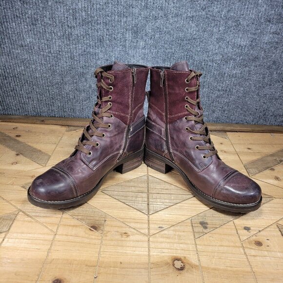 Taos Crave Merlot Leather & Suede Boots, Women’s Size 41 (10-10.5) Zipper - Picture 6 of 13